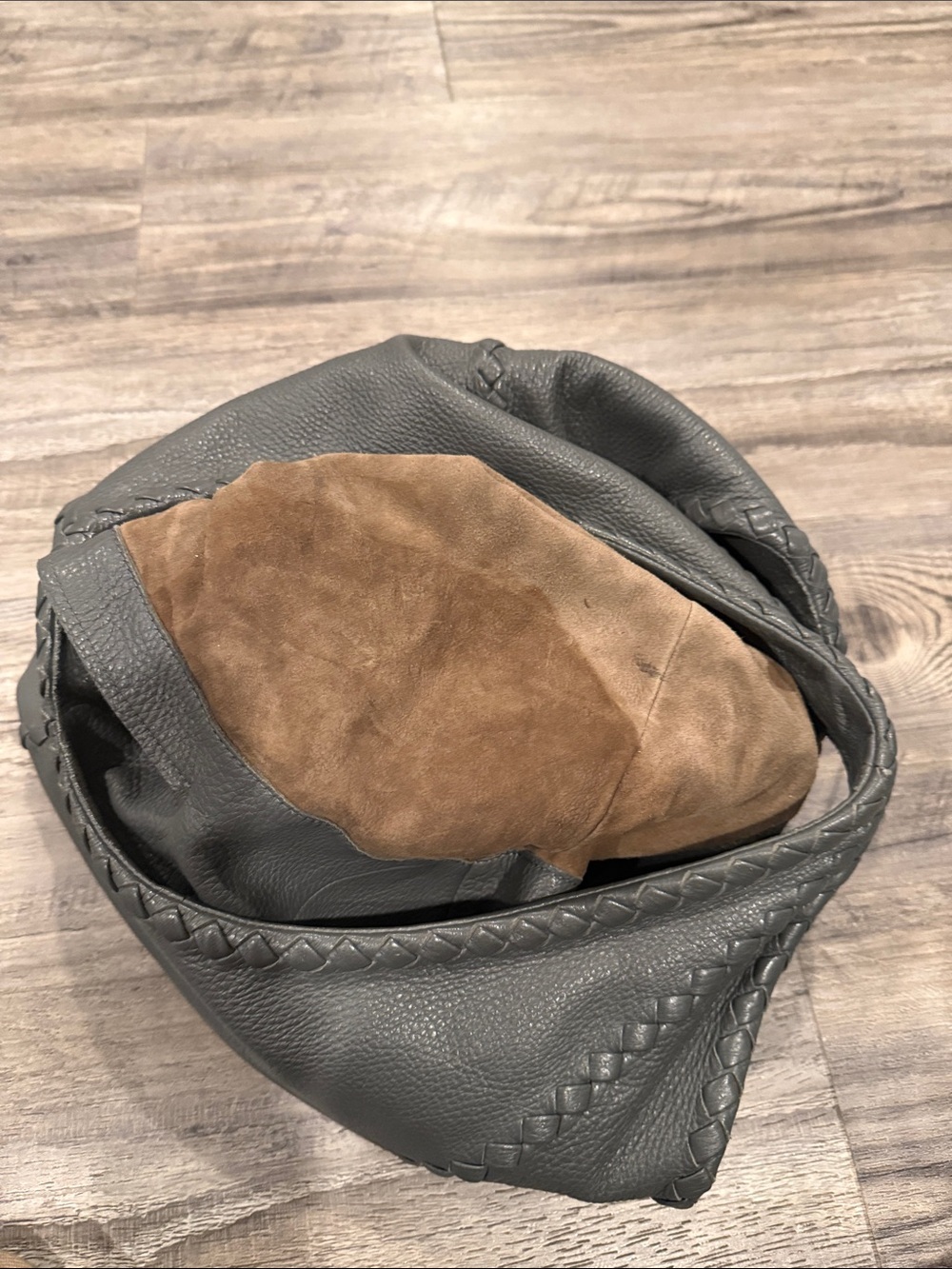 Bottega Veneta Dark Gray Cervo Leather Braided Hobo Bag - Picture 11 of 15